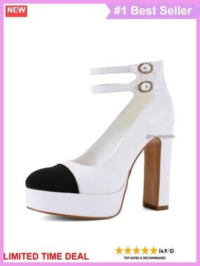 Women's Mary Jane Chunky Heel Round Toe Ankle Strap Dress Shoes